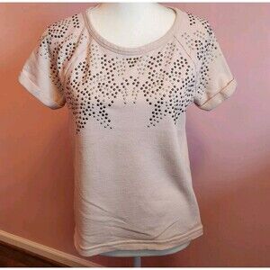 Apt 9 Studded Blush Pink Embellished Short Sleeve Top Women's Small Shirt Blouse